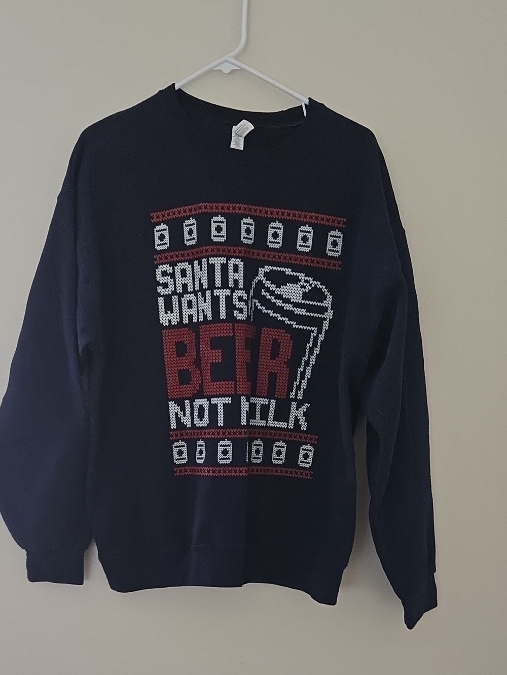 Unbranded Men’s Navy 'Santa Wants Beer Not Milk' Holiday Sweater